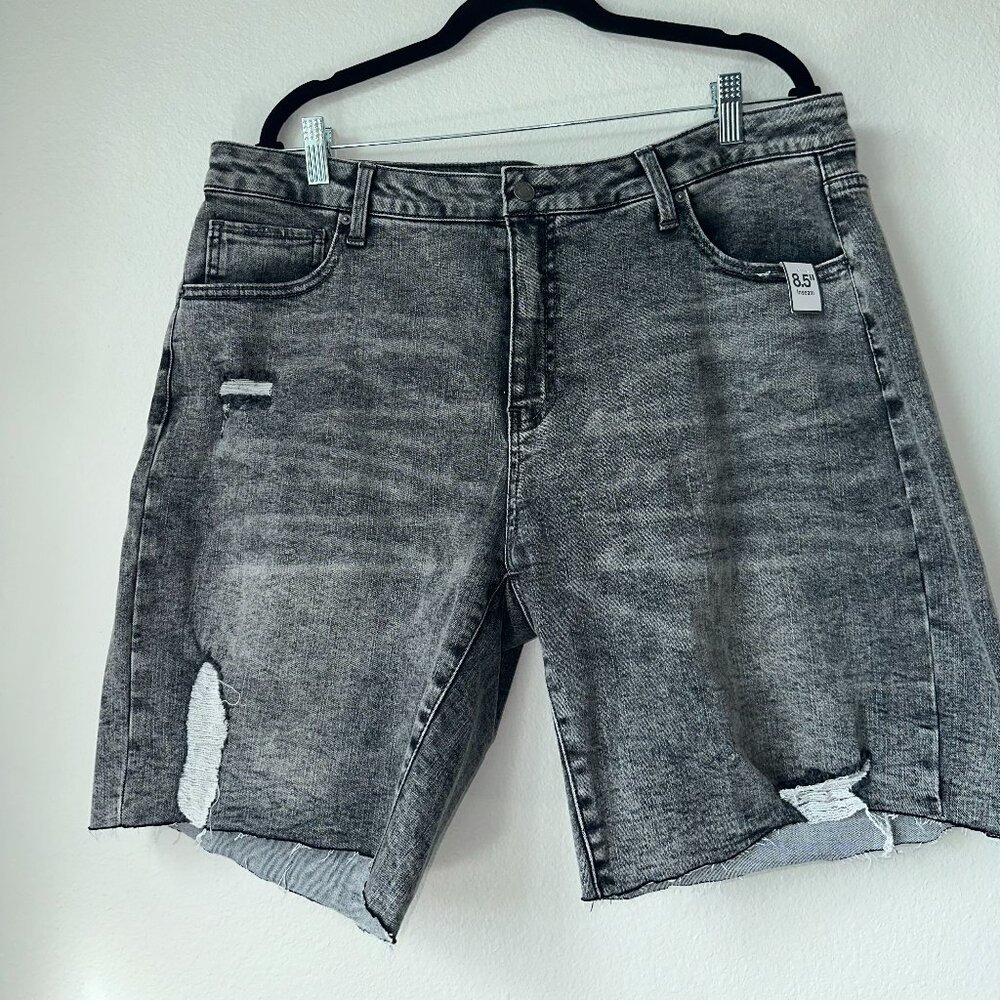Time and Tru Women’s Destructed Hem Denim Bermuda Shorts